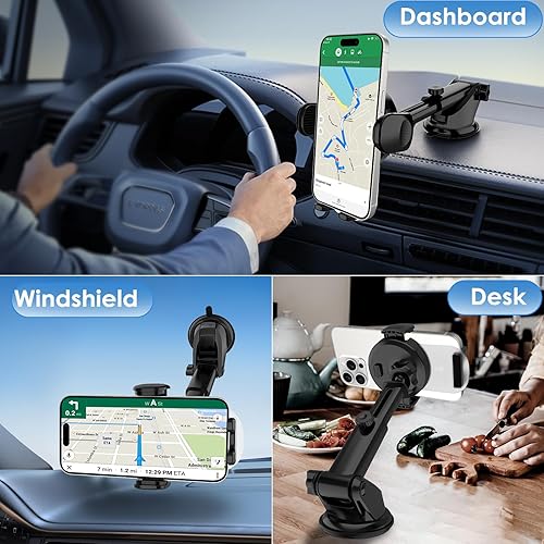 Miniatura 2 de Soporte de teléfono con ventosa para automóvil, soporte universal para teléfono para salpicadero del automóvil, parabrisas y teléfono nueva