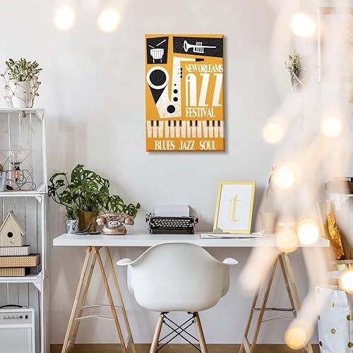 Miniatura 5 de Lienzo retro de jazz para pared, impresiones artísticas para el festival de jazz de Nueva Orleans, impresiones artísticas divertidas de mediados de