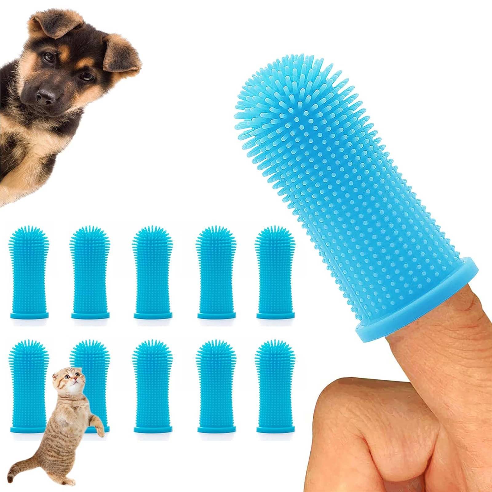 10Pcs Dog Toothbrush, 360º Dog Finger Toothbrush