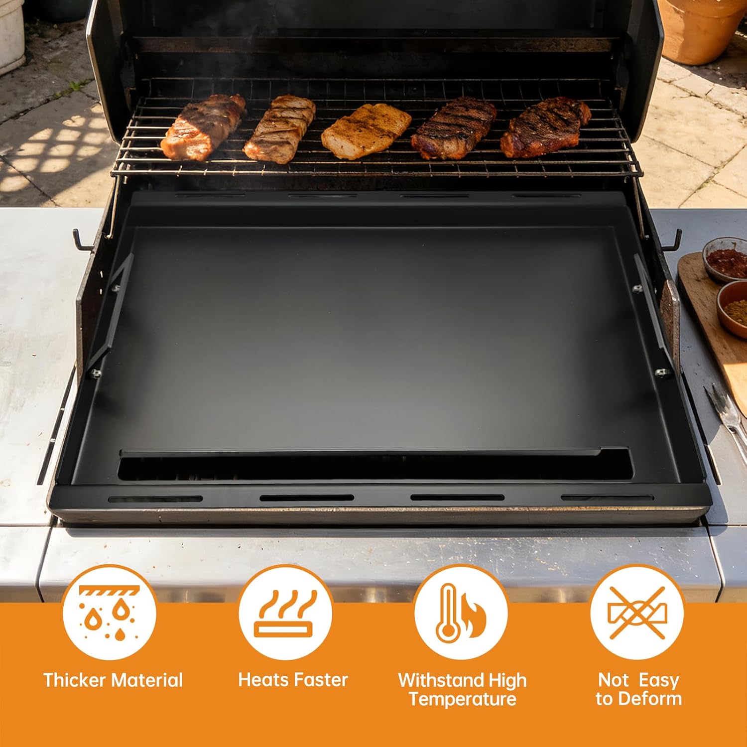 27.7" Full-Size Griddle Replacement Parts For Charbroil Tru Infrared 4 Burner 463242716, 466242715, 463242715,466242815 G533-0009-W1A,Large Griddle Replace for Lowe's 606682