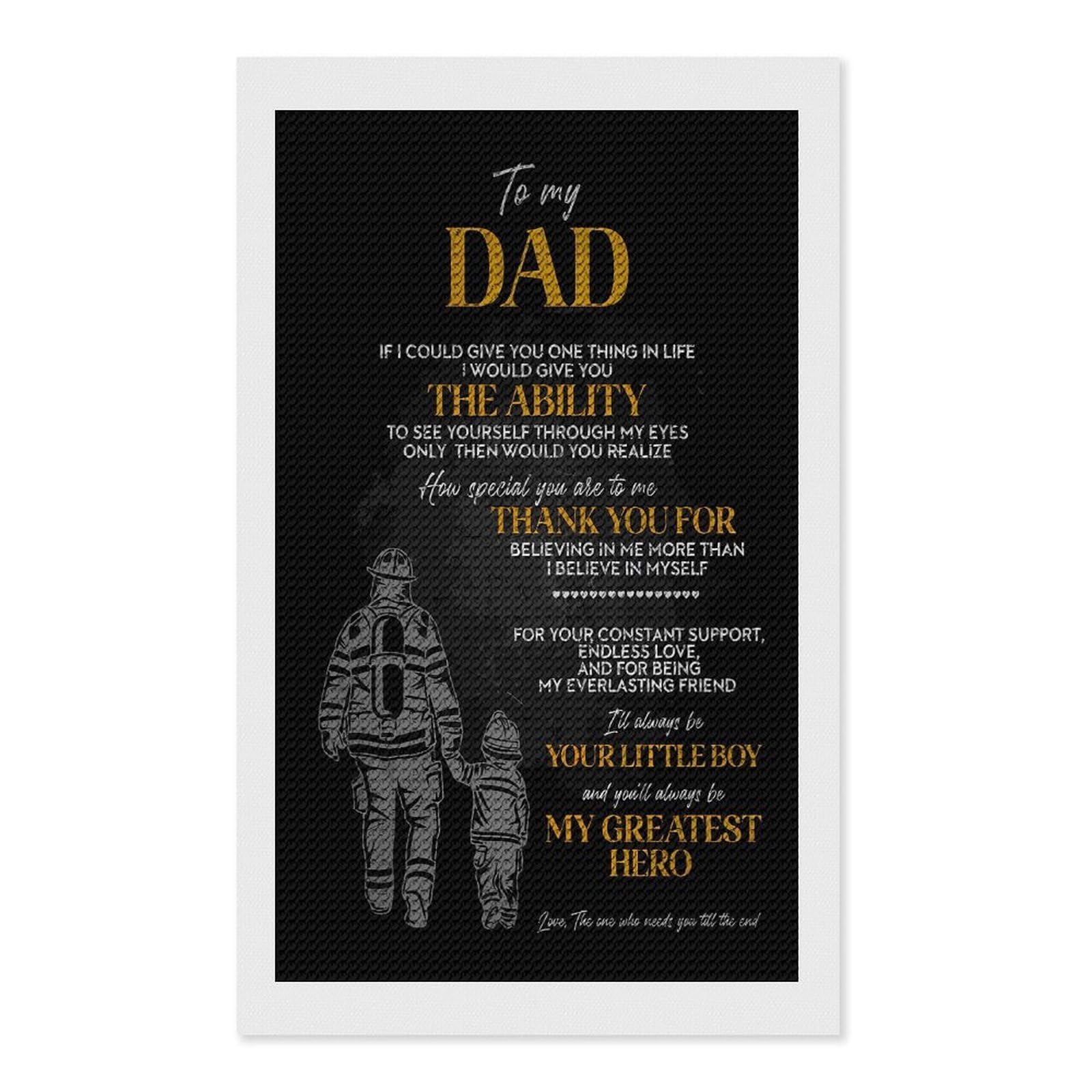 Junmoney to My Dad, My Greatest Hero DIY Diamond Art Canvas Kit 12"x20", Complete Accessories, Creative Leisure Activity, Home Wall Decor, Gift Idea
