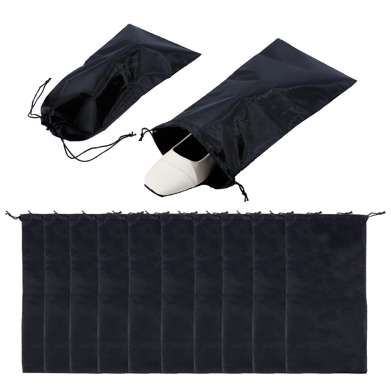 Pochette à chaussures en satin noir anti-poussière pour éviter les rayures dans la valise