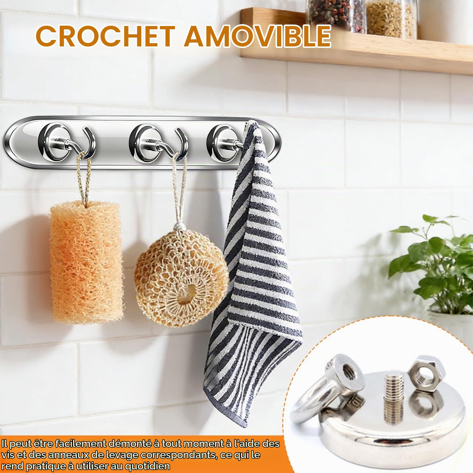 Lot de 10 aimants en pot en néodyme de 25 mm de diamètre, extra puissants avec filetage M5 et force d'adhérence de 22 kg, aimants ronds en néodyme pour vis, œillets ou crochets, systèmes magnétiques