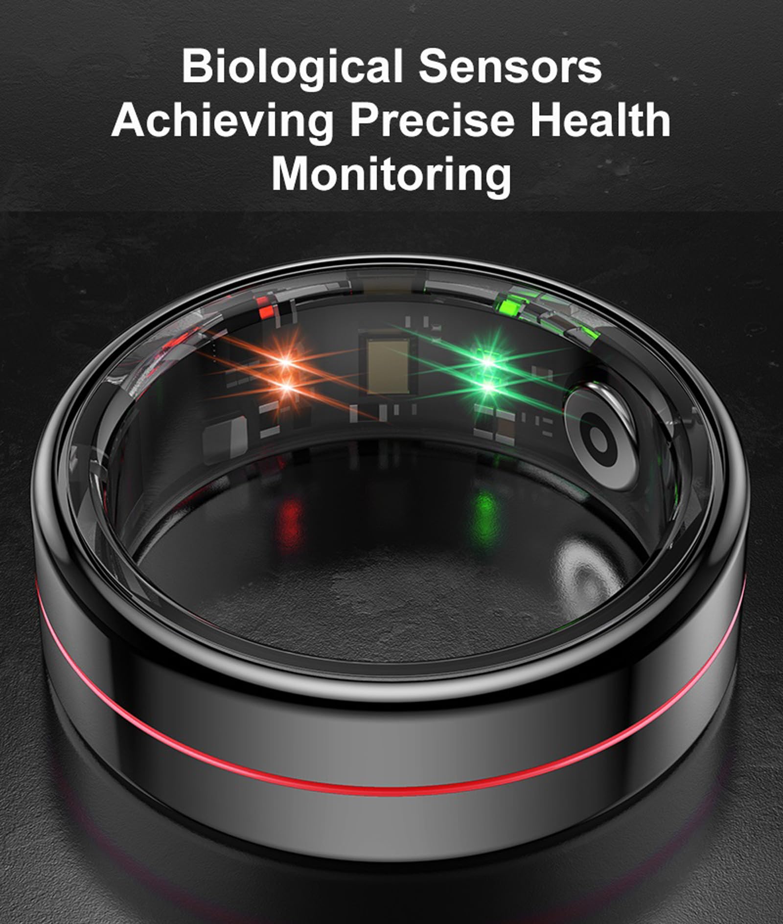 Smart Ring for Men Women Fitness Tracker Ring Health Smart Rings Heart Rate Monitor Sleep Tracker Calorie Step Counter Gesture Control Multi-Sport Modes Waterproof Compatible with iOS Android Phones