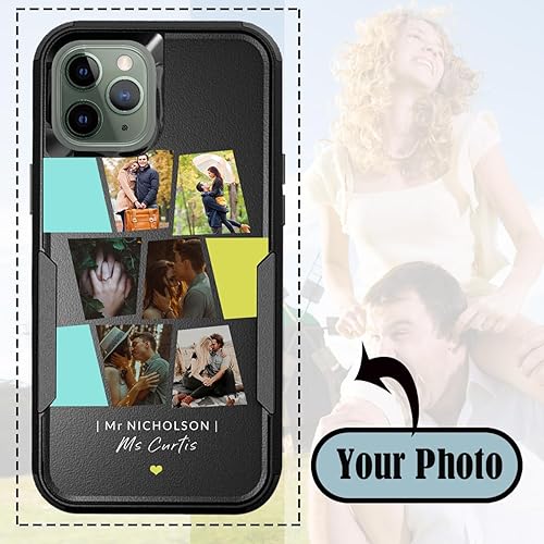 Vista 215 de Funda de fotos personalizada para Apple iPhone 11 Pro Max, patrón de collage a cuadros, personalizado para hacer imágenes en gruesa 3 híbrida Rosa