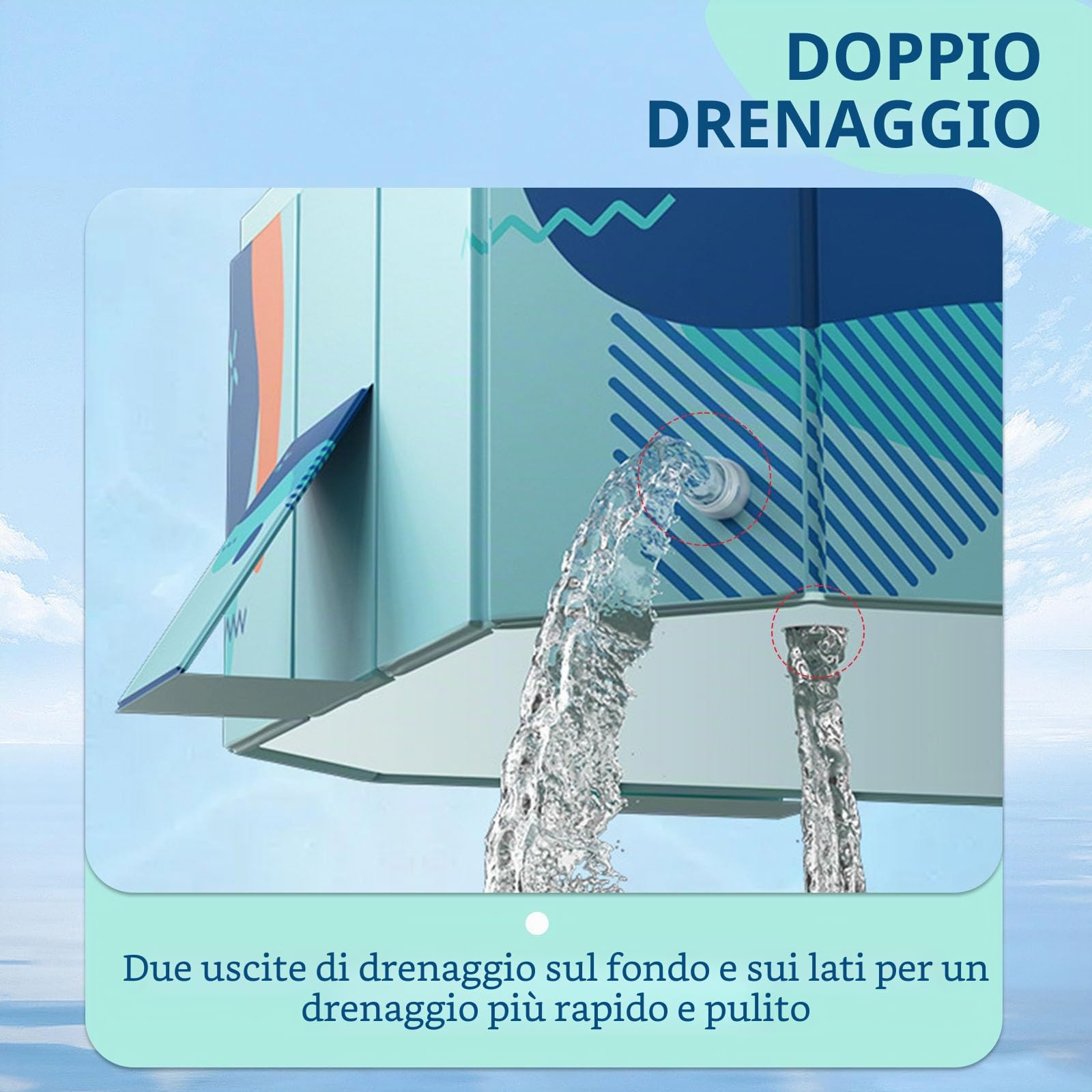 Piscina pieghevole per bambini per cani e animali domestici – 2,23 m vasca in PVC resistente per giardino con scarico rapido e fondo antiscivolo, include palline e kit di riparazione