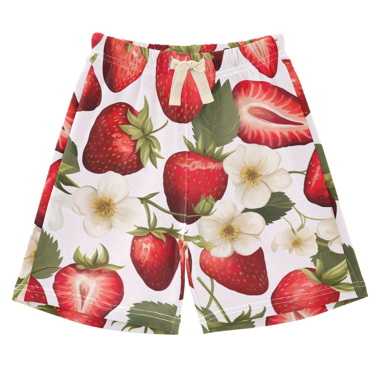 innewgogo Strawberries Pink Flower Toddler Baby Boy Girl Cotton Pull-On Shorts Elastic Waist Kids Pants Beach Summer Shorts 5T