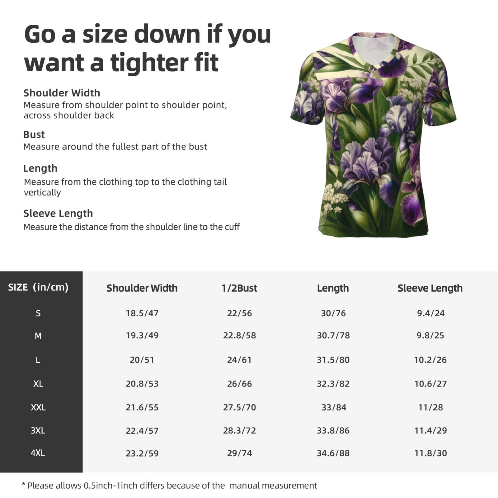 Stylish Athletic Sports Jersey Irises-Floral-Pattern Men's Rugby Jersey Medium Black