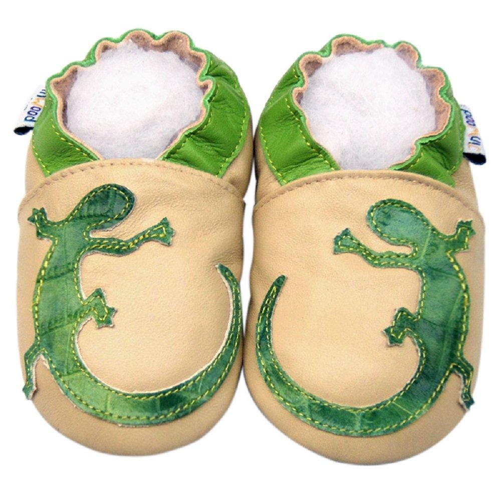 Leather Baby Soft Sole Shoes Boy Girl Infant Children Kid Toddler Crib First Walk Gift Gecko Green (0-6month, Green)