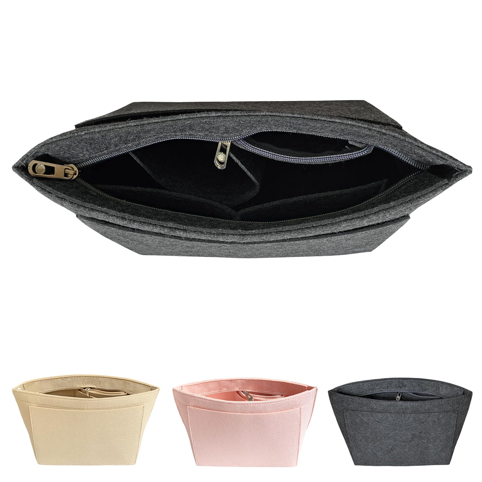 DongMaple Filz Taschenorganizer für Frauen, Taschen Organizer Shopper, Handtaschen Organizer Tasche Innentasche, Grau L