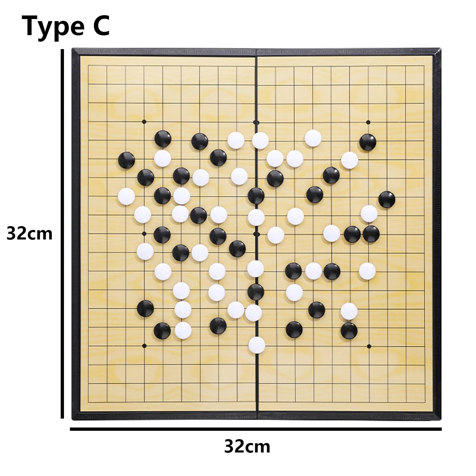Set di gioco magnetico Go, set da gioco Go con due scatole di conservazione, pieghevole, in plastica convessa singola, per intrattenimento e tempo libero (Giallo+Nero,C)