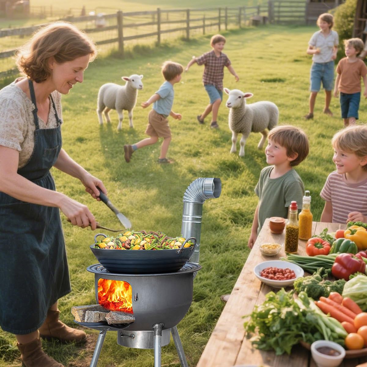 LITAITAI Wood Burning Stove,WoodStove With Chimney Pipes,Small Camping Wood Stove With Anti-Spark and Adjustment Pipe,Hunting,fishing,Cooking,Heating,Drying Clothes Hot Tent Stove(52cm/20.4in)