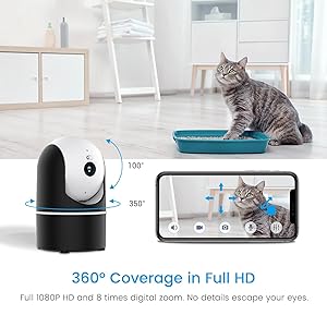 Indoor Smart Home Security Camera with Starlight, 1080p HD Pet Camera with Phone App,2.4GHz with Night Vision,Baby Monitor with Motion Detection,Auto Tracking, SD Card &Cloud Storage, Works with Alexa