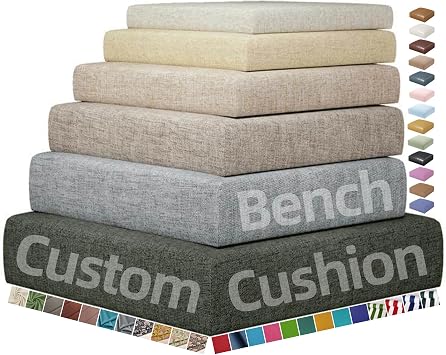 Custom Size Bench Cushion, Non-Slip Window Seat Cushions, Personalized Chair Pad with High Rebound Sponge & PP Cotton Filling for Indoor/Outdoor Furniture Cushions