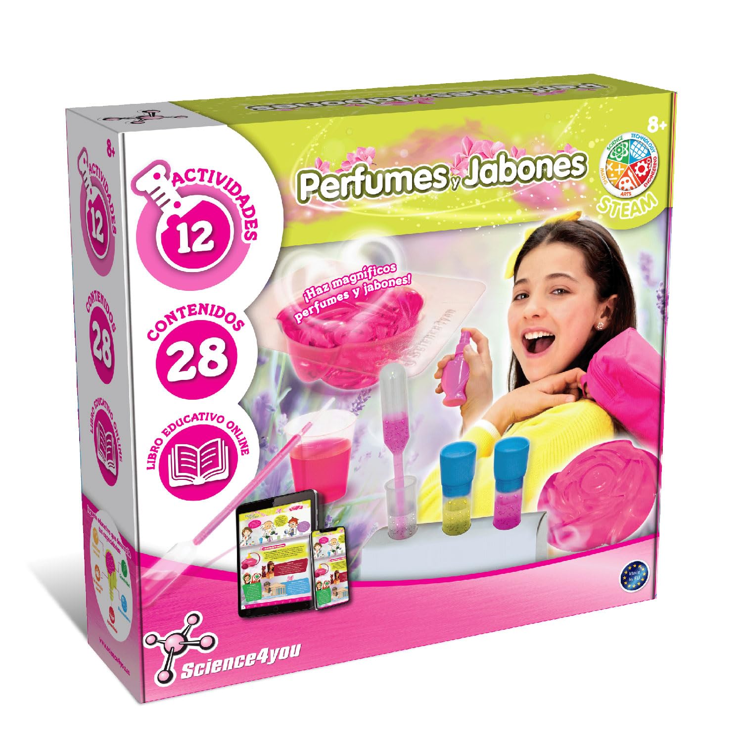 Science4you - Fábrica de Perfumes y Jabones - 12 Experimentos Cientificos, Laboratorio, Juguete Educativo para Niños 8-12 Años