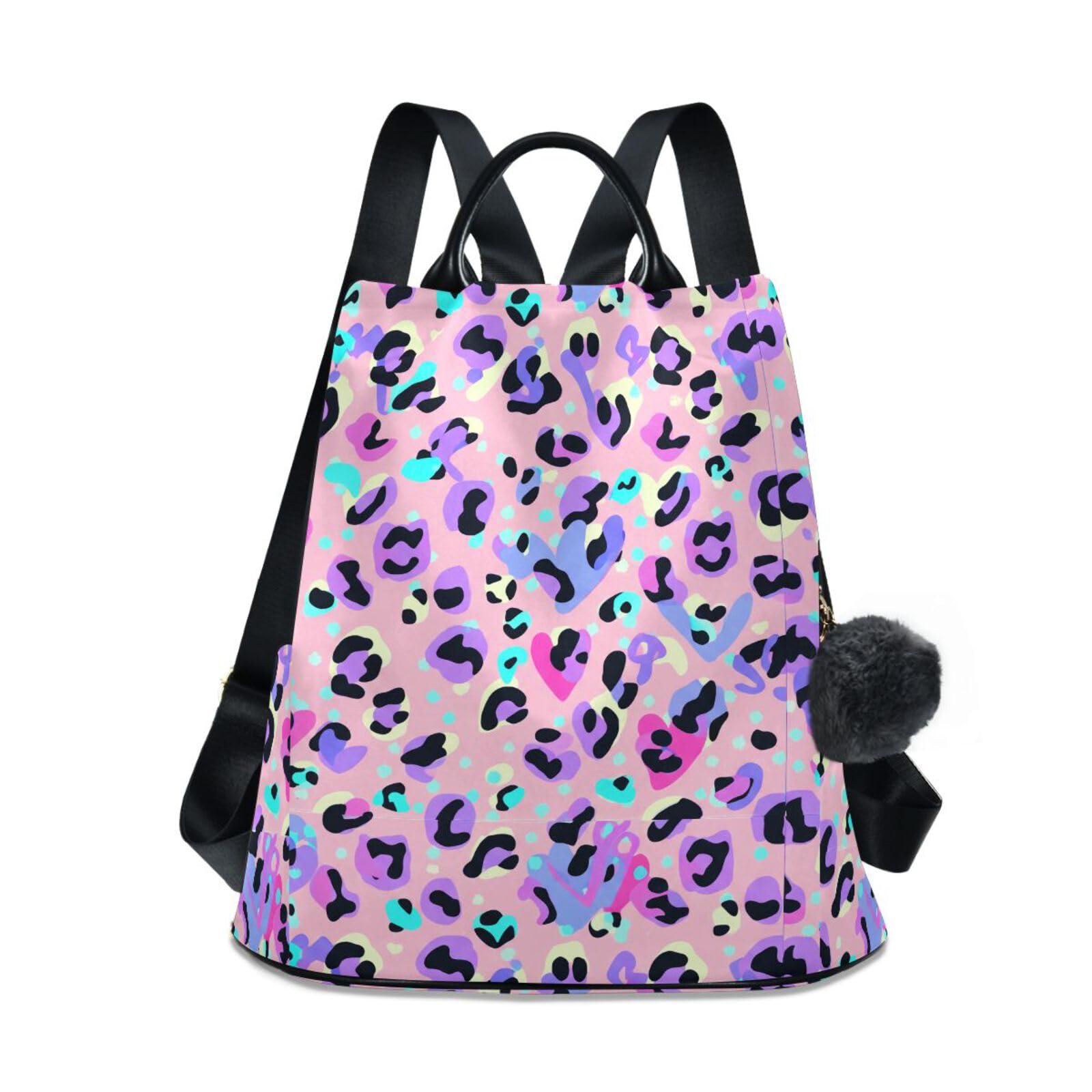 Sac à dos léopard abstrait à pompon original et spacieux - 8