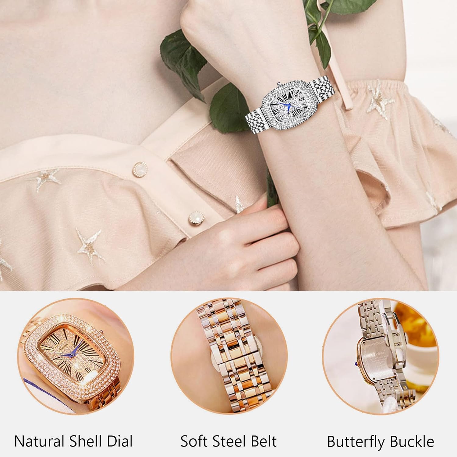 RORIOS Donna Orologio Impermeabile Analogico al Quarzo Orologio con Cinturino in Acciaio Inox Orologi da Polso Moda Diamanti Orologio per Donna RORIOS Donna Orologio Impermeabile Analogico al Quarzo Orologio con Cinturino in Acciaio Inox Orologi da Polso Moda Diamanti Orologio per Donna