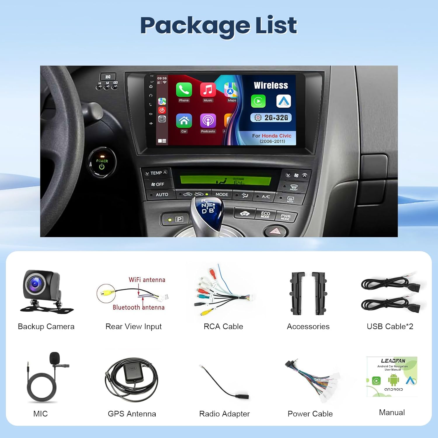 Leadfan Car Play Radio for Toyota Prius 2010-2015 Wireless Apple Carplay Android Auto, 10.1" Touch Screen Stereo for Prius Head Unit Media Player GPS Navi BT FM Camera SWC(Non-JBL-Version)