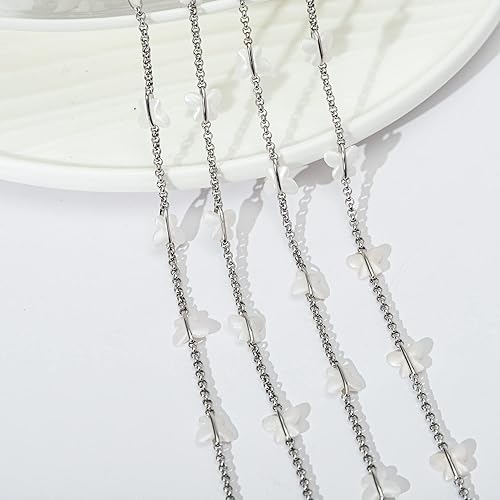 Vista 37 de KAOYOO 2 Yard Heart Shaped Acrylic Bead Bohemian Style Beaded Gold Chain for Wedding Decor Sewing Crafts, DIY Accessories Embellishments(2 Yard Gold)