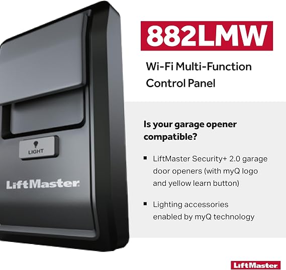 LiftMaster 882LMW - ONLY Compatible with Security+ 2.0 LiftMaster Garage Door Openers - WiFi Supported Garage Door Control Panel -Wired Connection Required for Power Source