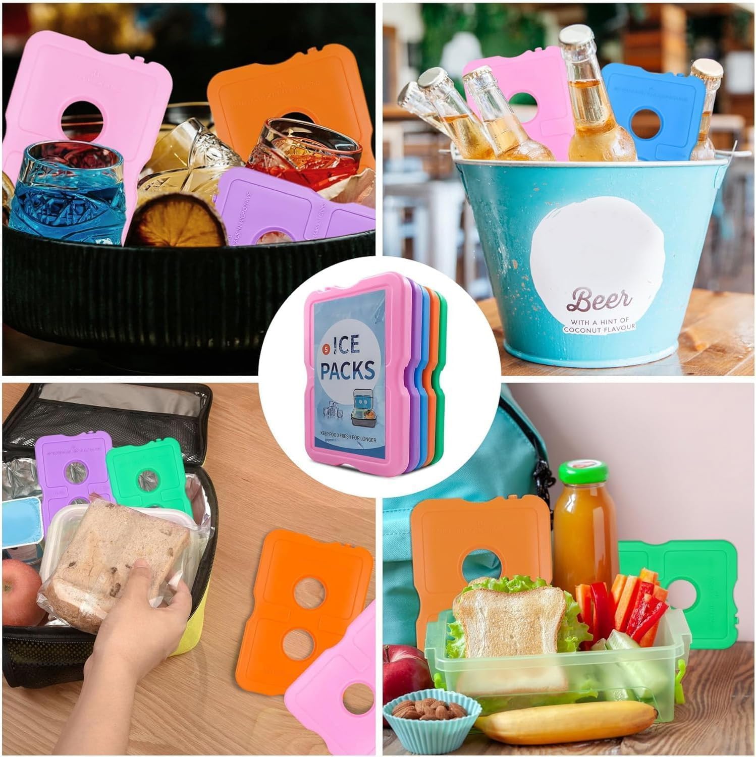 Roe Tenpo Home Freezer Blocks Ice Packs for Lunch Bags and Coolers - Slim, Reusable and BPA-Free Freezer Packs — image 4
