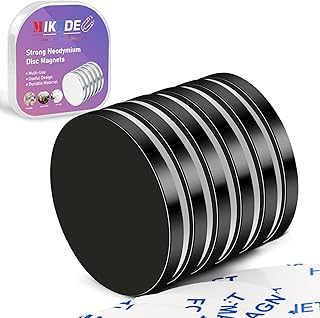 MIKEDE Rare Earth Magnets, Super Strong Black Round Magnet with Adhesive Backing, Heavy Duty Disc Neodymium for Crafts, Cabinet, Office, DIY, 1.26 inch D x 1/8 inch H - 6 Pack