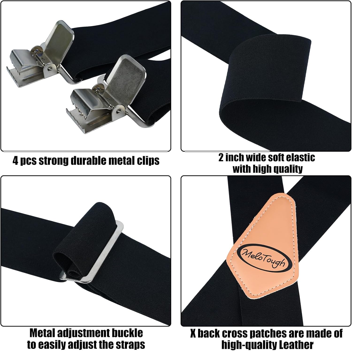 MELOTOUGH Men's Suspenders w/Clip Heavy Duty suspenders for men Big and Tall Work suspenders for Jeans - Image 2