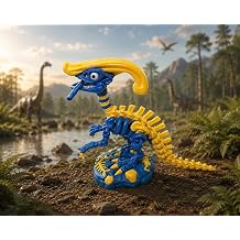 Articulated Parasaurolophus Skeleton Model, 3D Printed Poseable Dinosaur Figure with Display Stand Parasaurolophus, XL