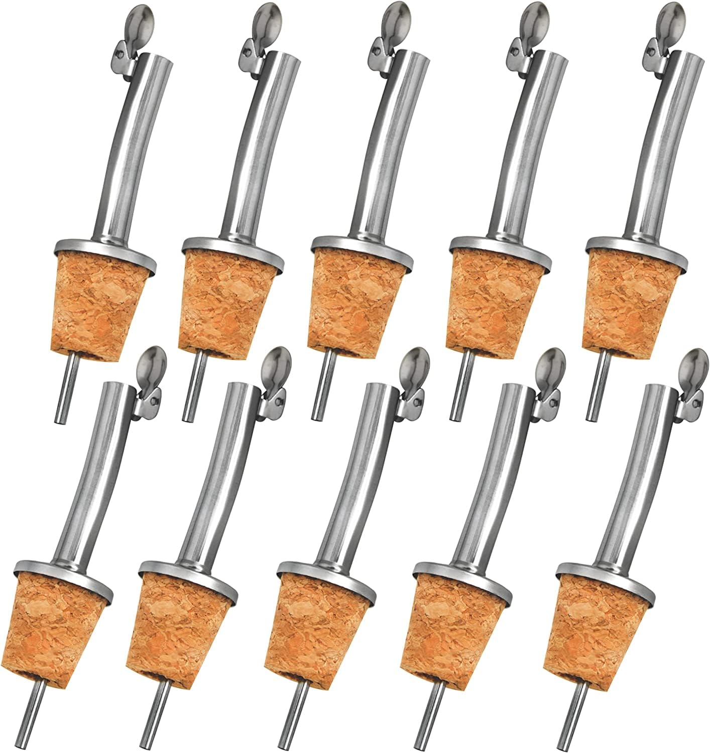 10 Beccucci Per Bottiglie In Legno E Sughero - Versatore Olio E Liquori, Dosatore 2cl - Foto 3