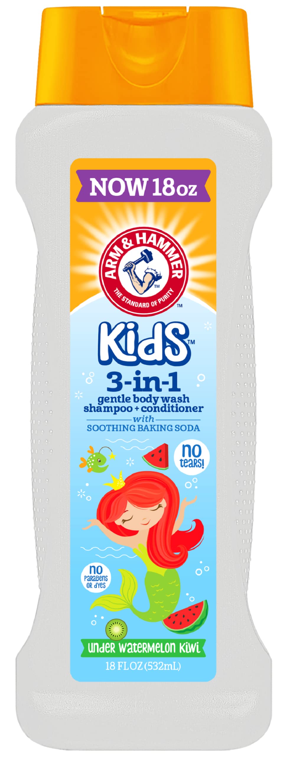 Arm & Hammer, Kids 3-In-1 Gentle Bodywash, Shampoo + Conditioner, Watermelon Kiwi - 18 Fl Oz