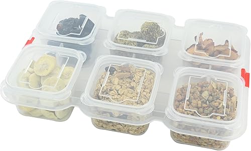 Miniatura 2 de Skywin Bandeja de aperitivos transparente, 6 ranuras divertidas y funcionales, caja de aperitivos fácil de usar y limpiar, fomenta una alimentación