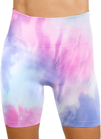 MAXXIM Womens High-Waisted Seamless Compression Biker Shorts - Tie Dye and Solid Ideal for Gym, Yoga, Running, and Fitness