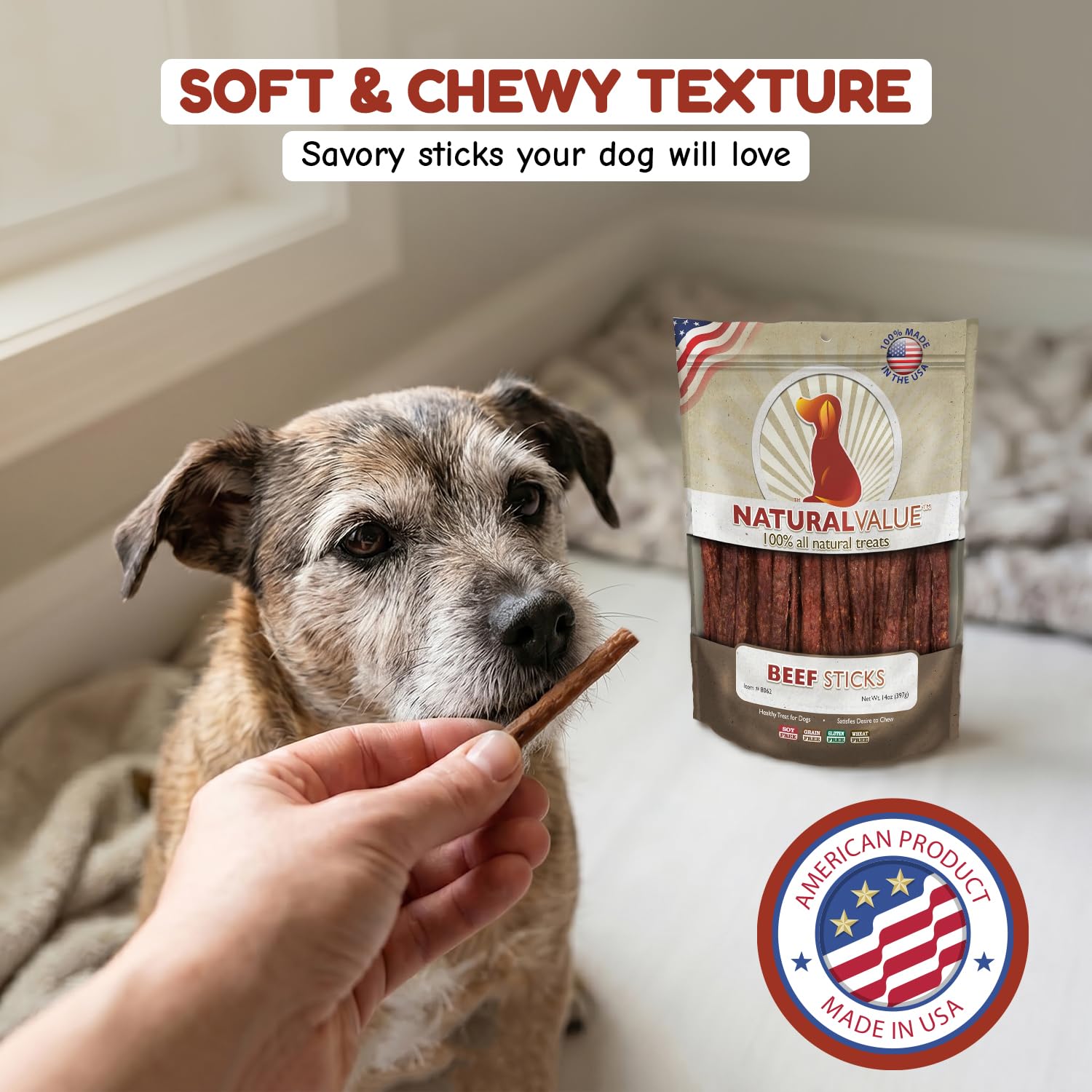 LOVING PETS Natural Value Treats 14oz-Beef Sticks