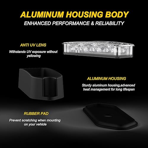 Miniatura 5 de Luces estroboscópicas para camiones con función de sincronización, estilo de aluminio grueso, luz de advertencia en ámbar y blanco (ámbar y blanco)