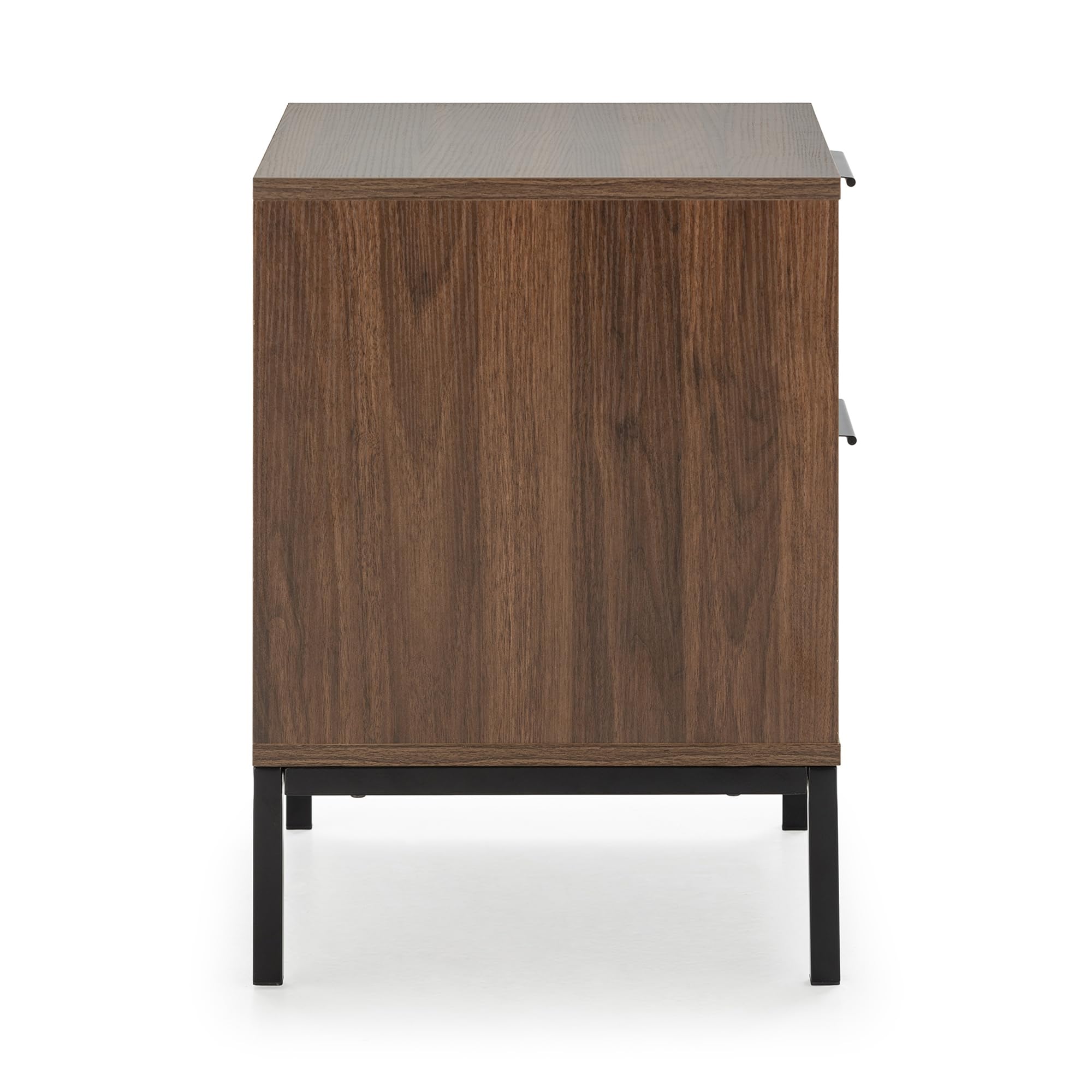 HOMN LIVING Mesita de Noche Auri 2 cajones Color Nogal, 50 cm (Ancho) 40 cm (Profundo) 55 cm (Altura)