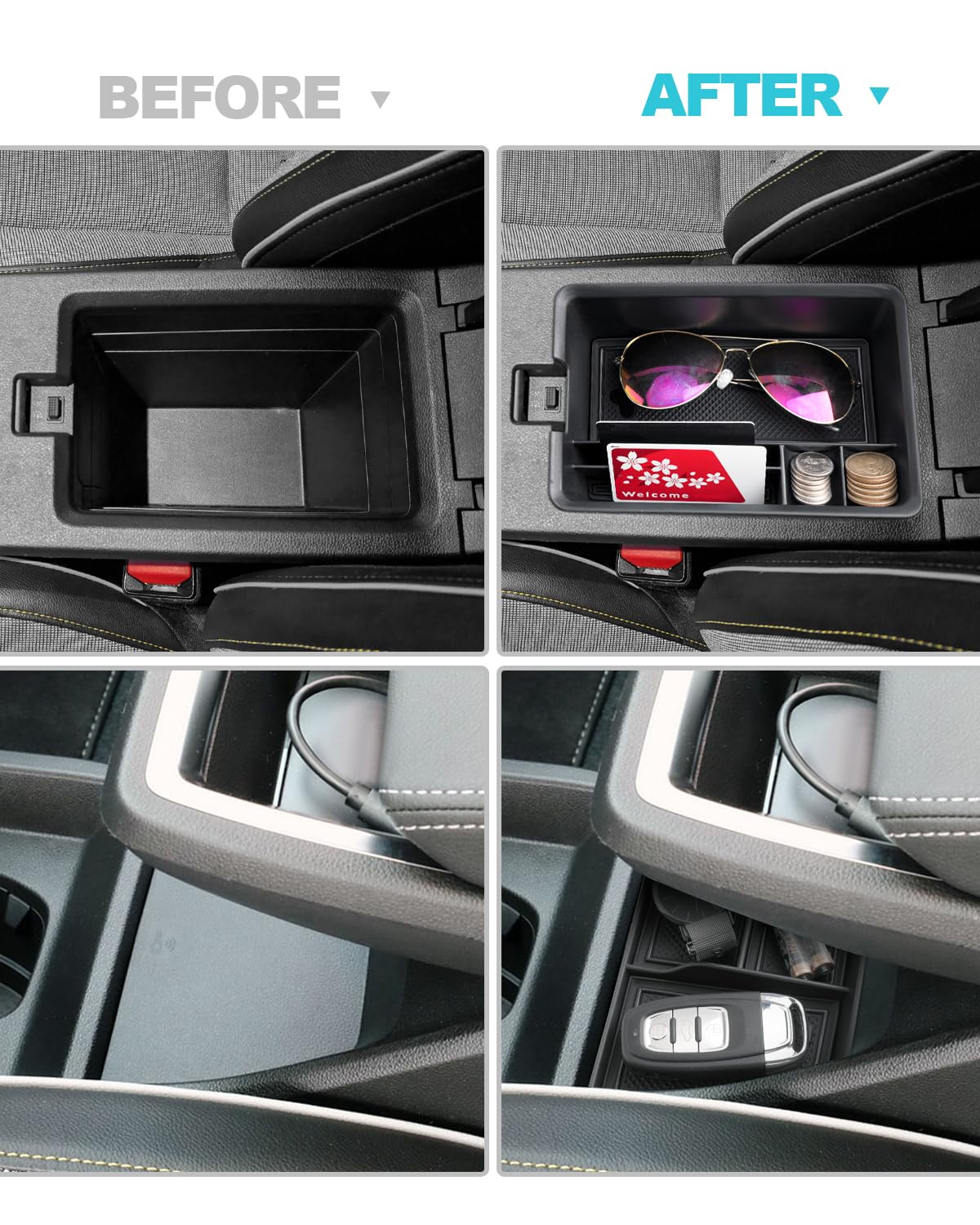 CDEFG Compatible avec Renault Megane E-Tech/Scenic E-Tech 2022-2025 2026 Accoudoir + Console Centrale Organisateur Boîte de Rangement Megane E-Tech Rangement E-Tech 2024 Accessoires