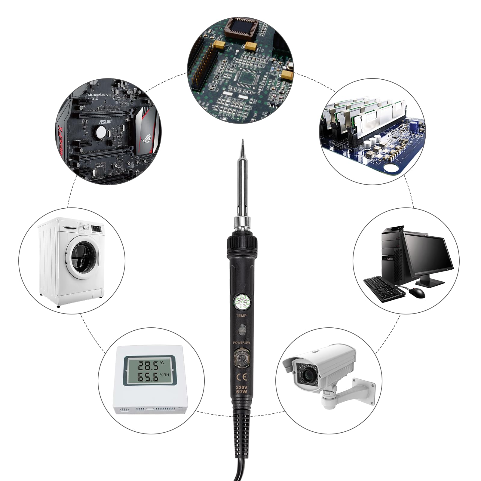 Saldatore a Stagno 60W Temperatura Regolabile 16 in 1 Kit Saldatura Elettronica