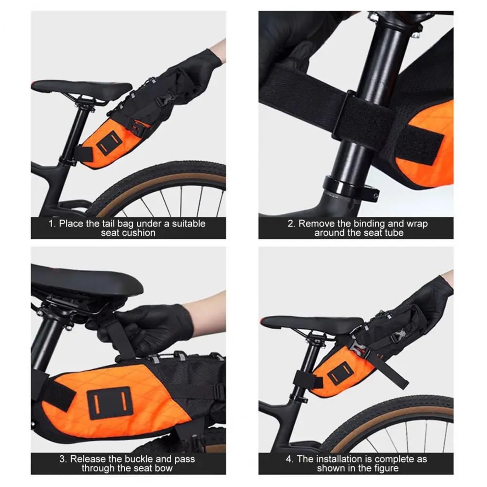Borsa Da Sella Bici Borsa portaoggetti for sella bicicletta di grande capacità da 5,8 litri, borsa bici, riflettente impermeabile ciclismo(Orange)