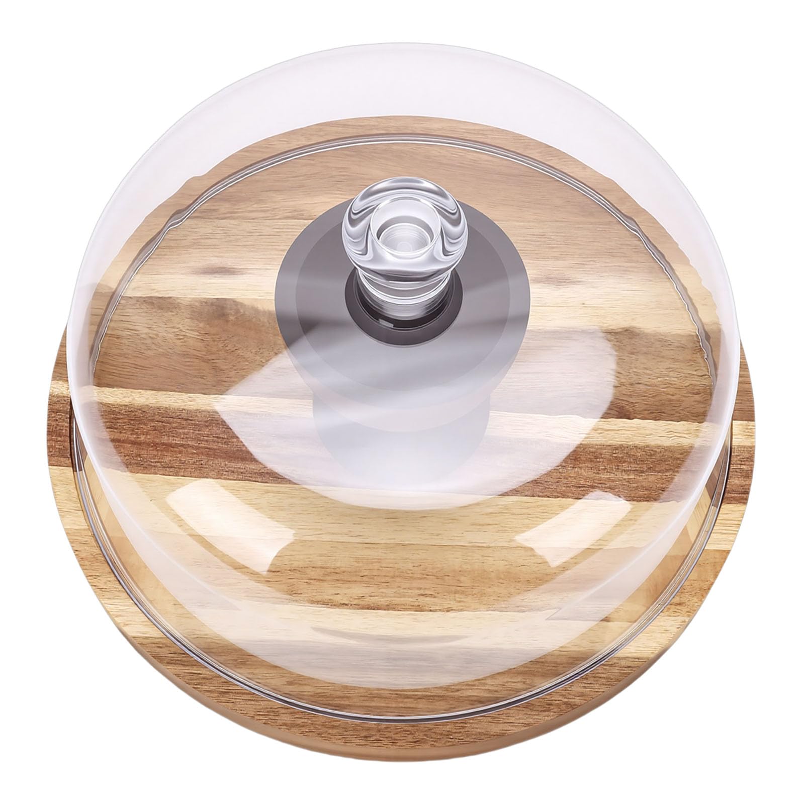 Alzata decorativa in legno per torte, con coperchio trasparente, per matrimoni, feste di compleanno, dessert, frutta, formaggio