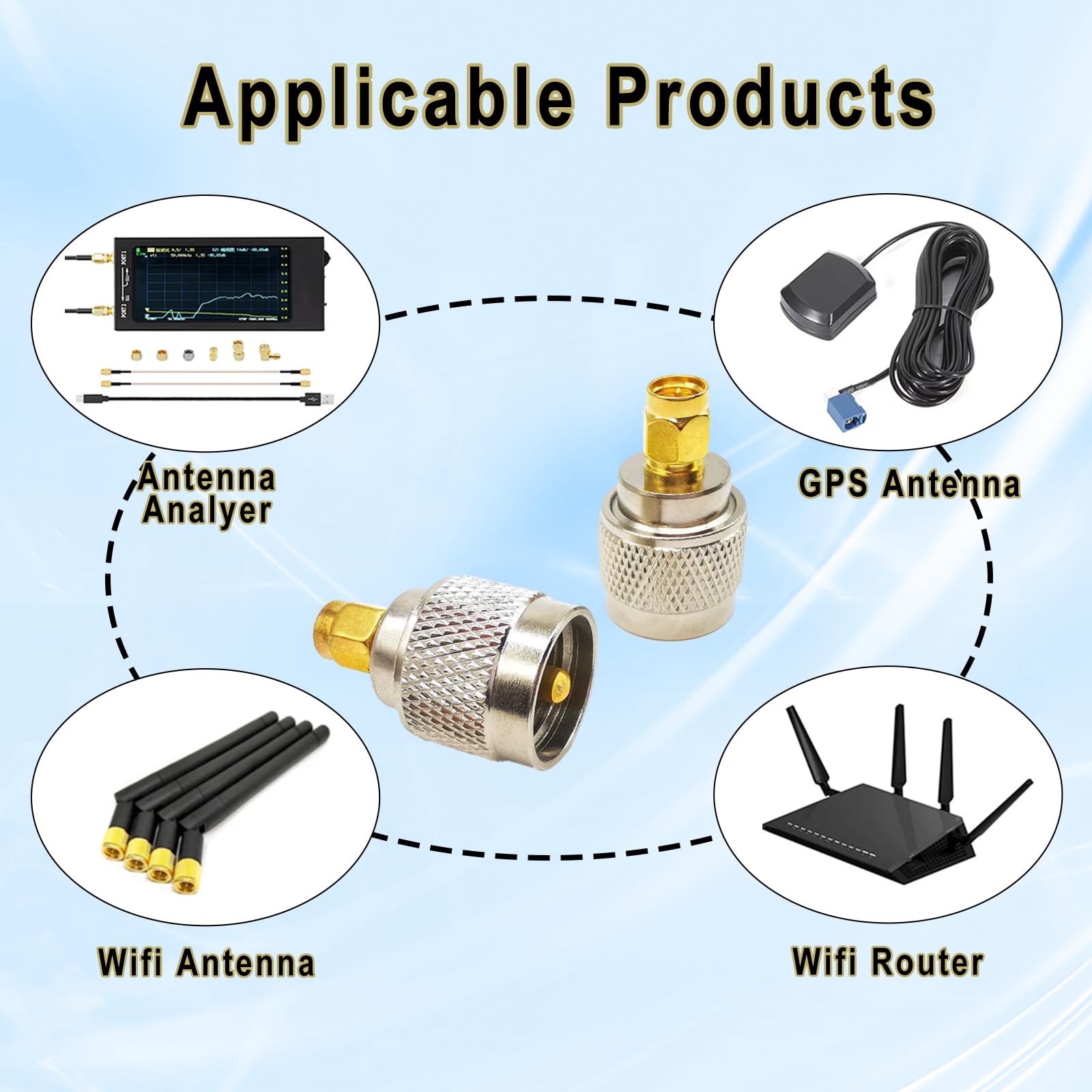 2 x adaptery koncentryczne SMA do PL259 UHF, złącza anteny radiowej SO239 na SMA CB, PL259 męski na SMA męski adapter koncentryczny do anteny radiowej szynki, anteny FPV