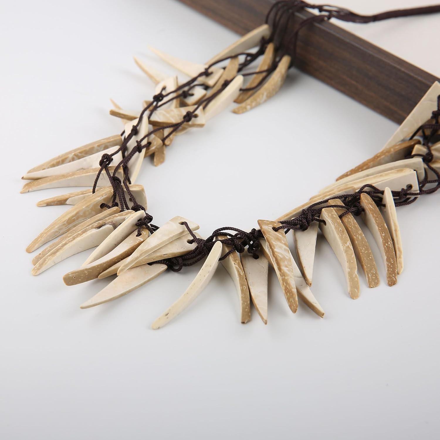 STWTR Boho Style Women's Colorful Coconut Shell Pendant Necklace, Handmade Multi-Layer Beaded Tassel Jewelry for Summer Beach - Image 5