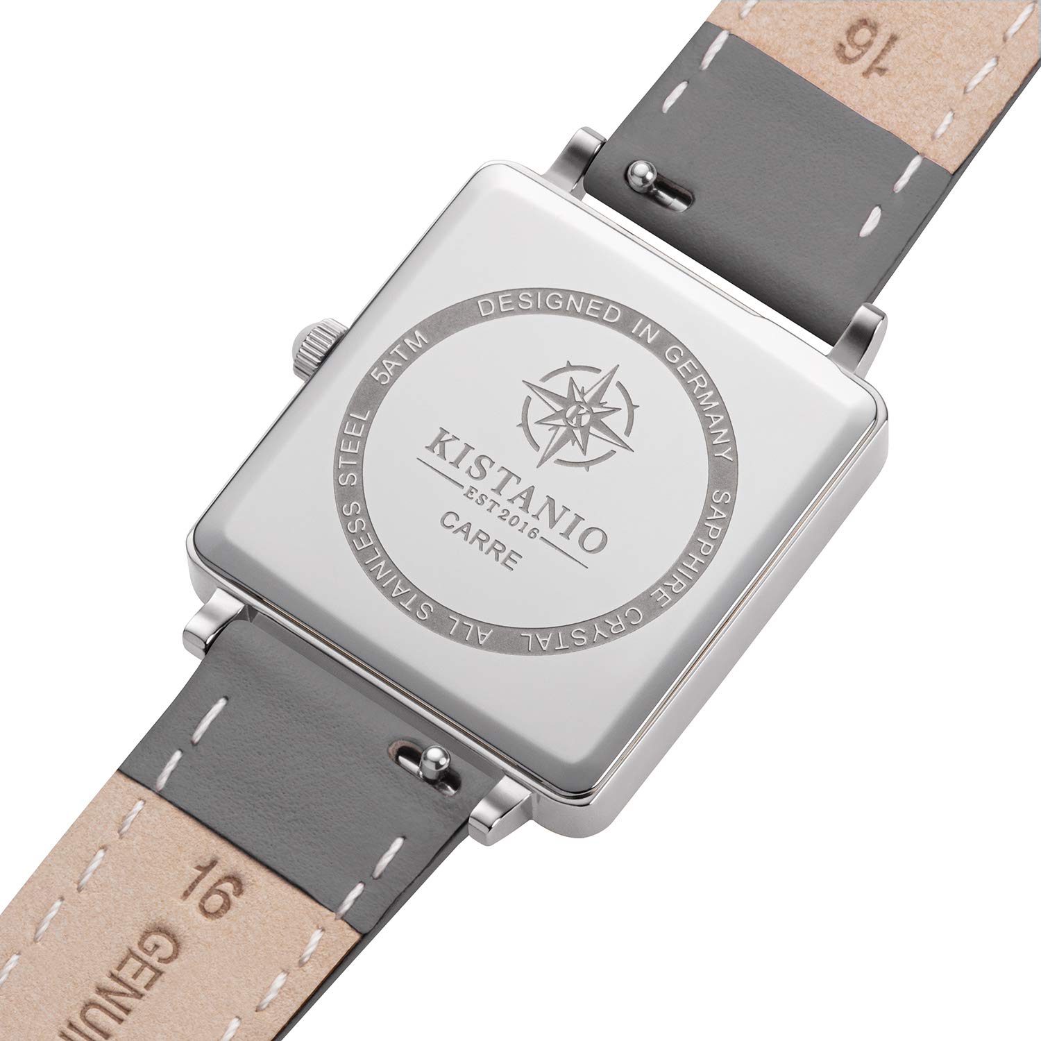 Carre SI-WH-M-L-GR - Reloj de pulsera para mujer con cristal de zafiro y correa de piel milanesa