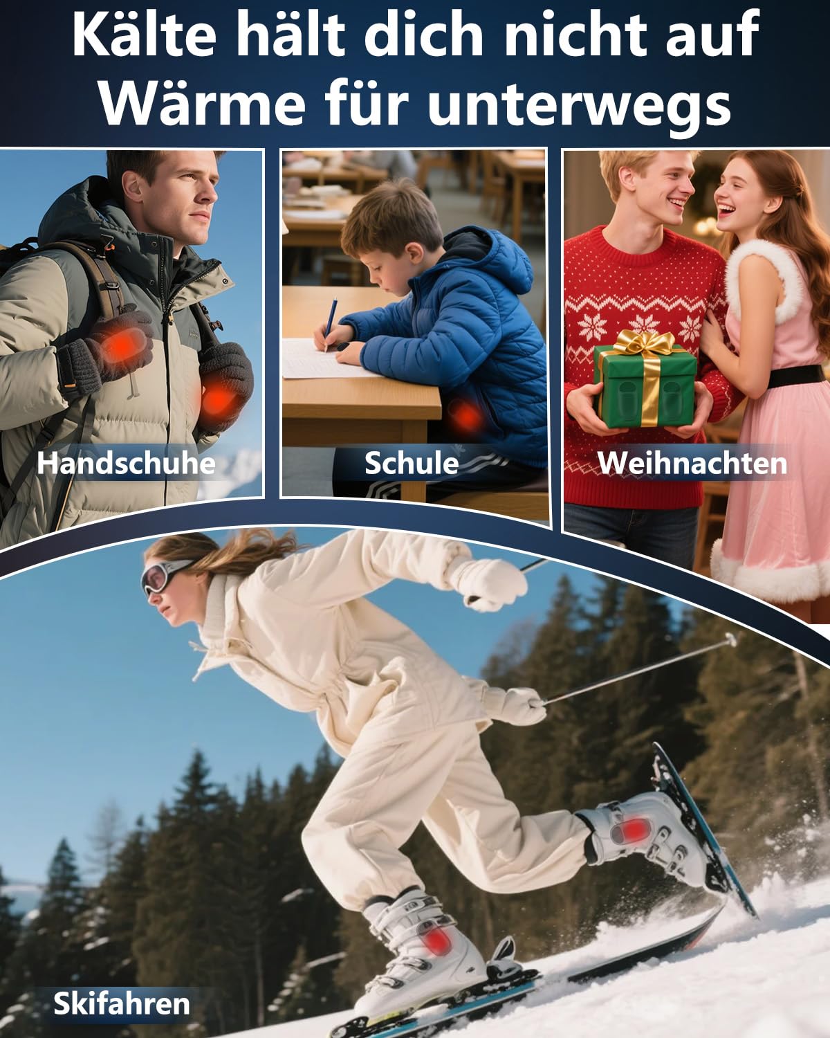 DDKJ Handwärmer Elektrisch Magnetisch - 2er Pack Beidseitig Taschenwärmer Aufladbar，LED-Display & 3 Heizstufen Hand Warmers, Klein Wiederverwendbar Hand Wärmer für Kinder Männer Frauen - Schwarz