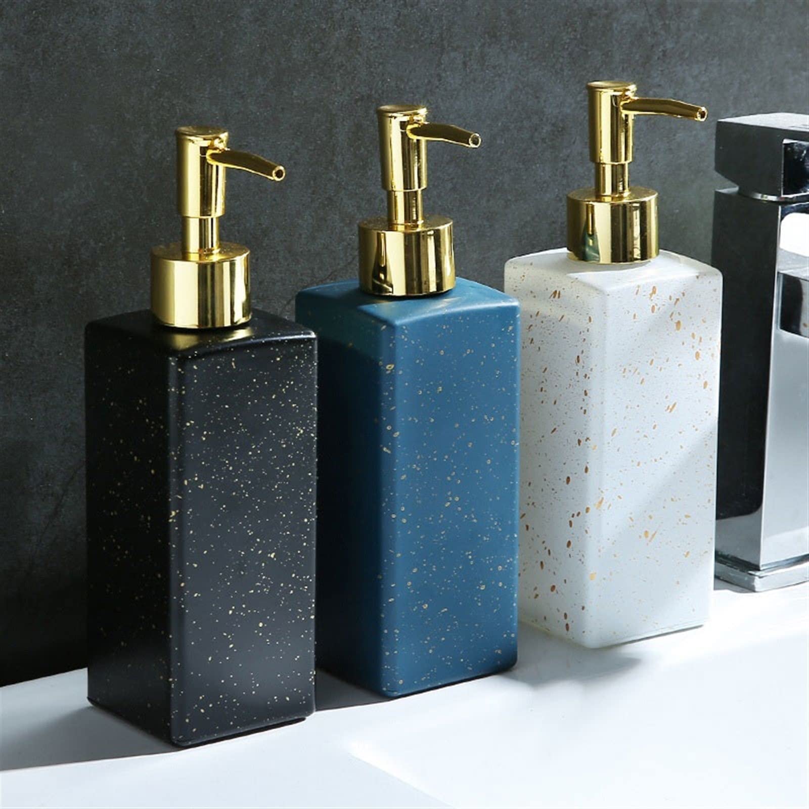 Dispensadores de jabón, loción prensa, champú, gel de baño, dispensador de cerámica separado para hotel, hogar, cocina, contenedor dispensador de líquidos, Squeezi, tamaño único