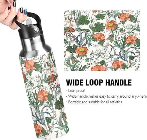 Miniatura 4 de Botellas de agua aisladas con tapa de pajilla, sin BPA, 22 onzas, a prueba de fugas, botella de agua deportiva de acero inoxidable al vacío,