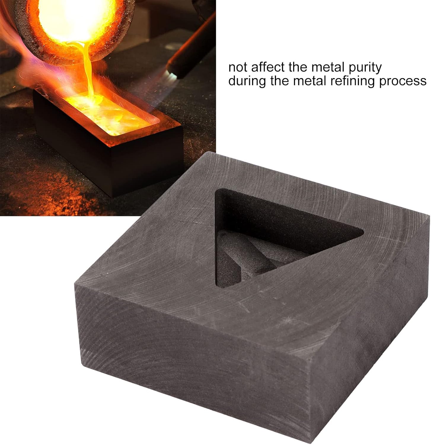 黒鉛るつぼインゴット、 90g金10g銀鋳造用三角形グラファイトインゴットモールド50x50x20mm