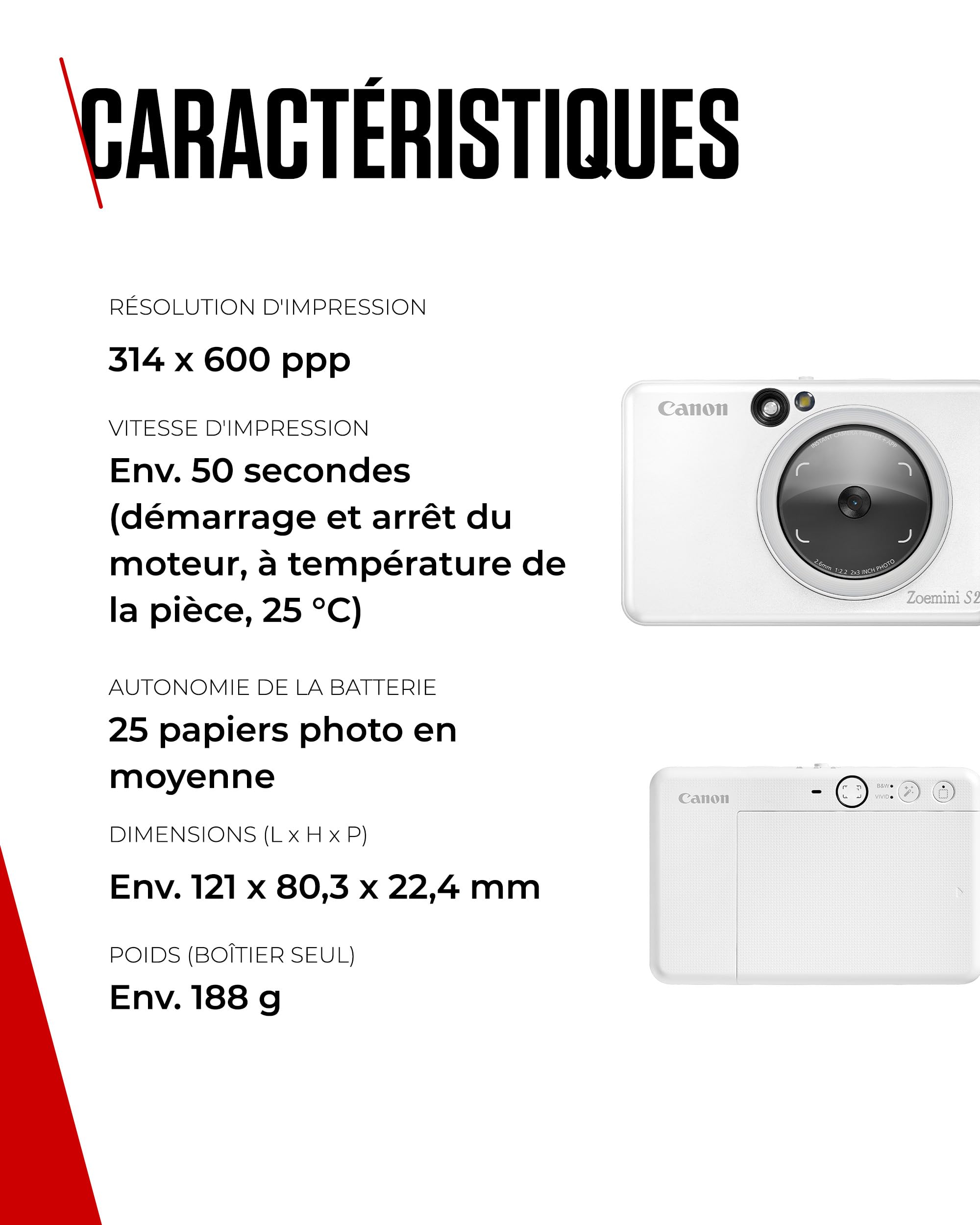 Appareil Photo Instantané Canon Zoemini S2 Blanc