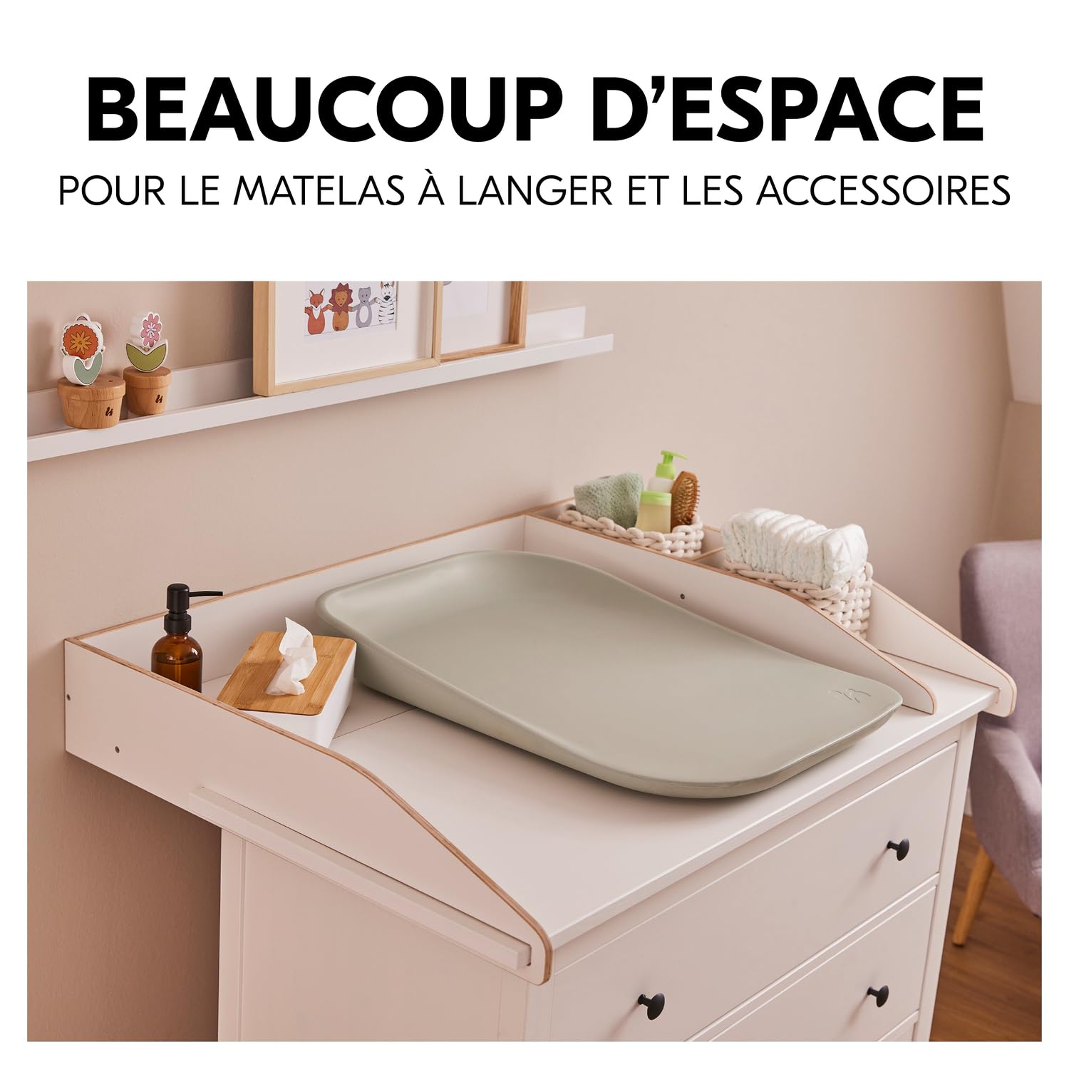 hauck Plan a Langer Pour Commode 108x50 cm Combine N Change, (Compatible par ex. IKEA Hemnes) - Espace De Rangement 104x78x15 cm, Bois certifié FSC®, Montage Sécurisé et Pratique