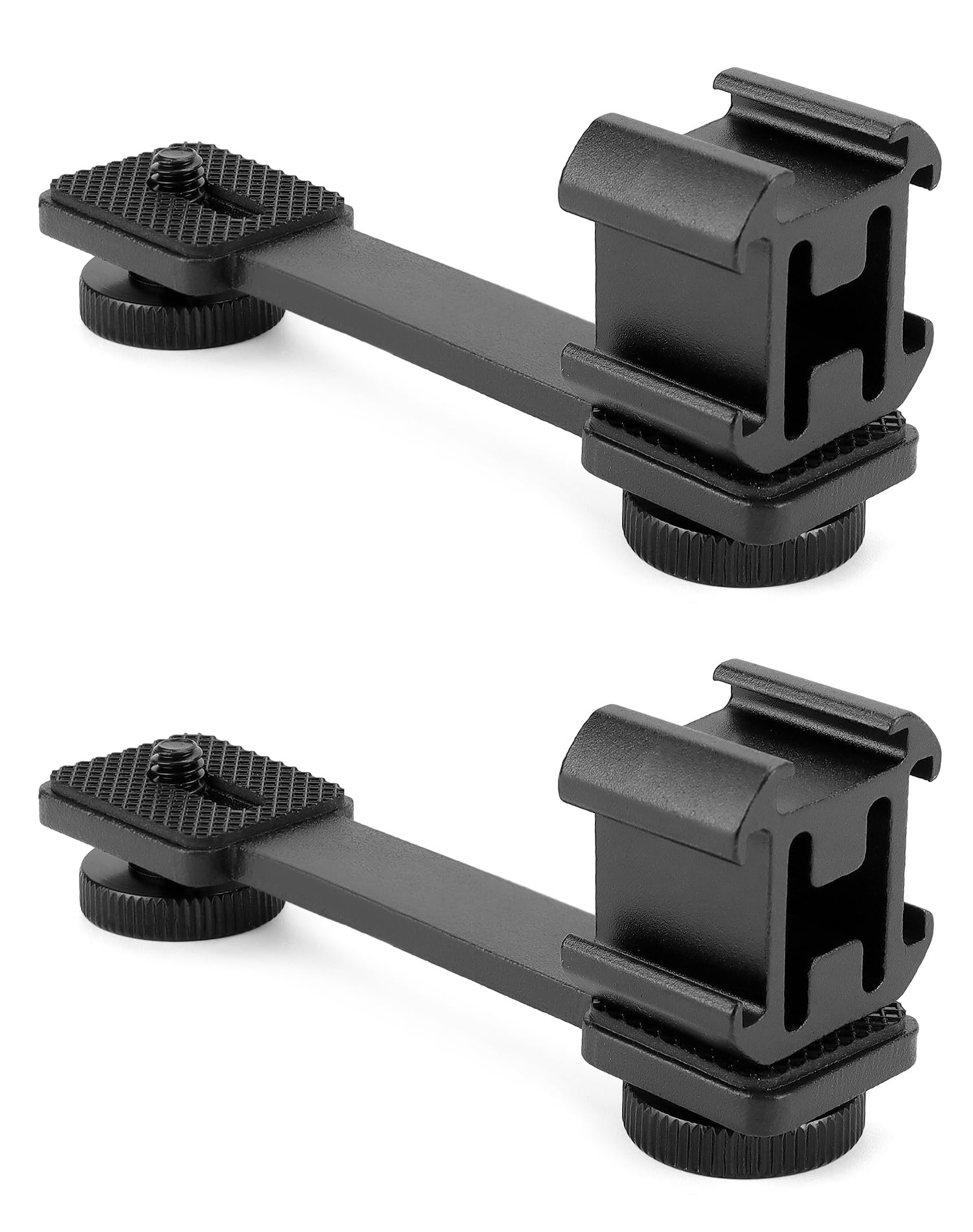 QWORK 3-Triple Cold Shoe Mount Extension Bar Bracket with 1/4 Adapter, Compatible with DJI OSMO Mobile 3/2, OM 4, Zhiyun Smooth 4, Feiyu Vimble 2, for