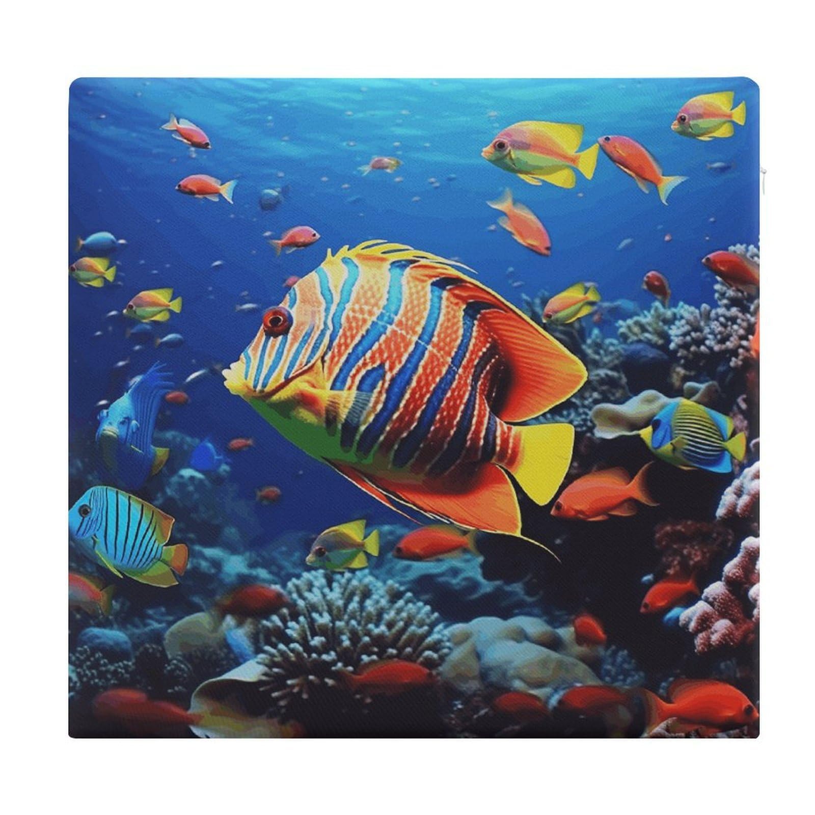 Adfgyerh Style Sea Fishes Cushions Memory Foam For Adults, Seat Cushion Chair Pads Soft, Square Pillows For Dining, Kitchen, Office, Patio Chairs